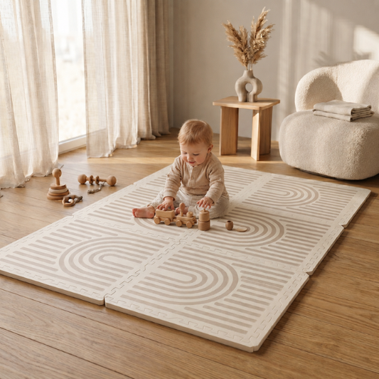 Spielmatte Baby 120×180 cm Beige – Foam Puzzlematte – Broyari