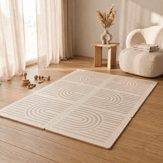Spielmatte Baby 120×180 cm Beige – Foam Puzzlematte – Broyari