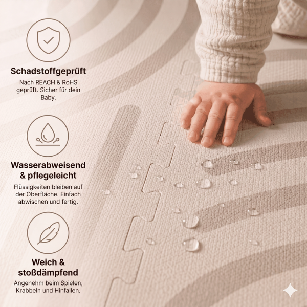 Spielmatte Baby 120×180 cm Beige – Foam Puzzlematte – Broyari