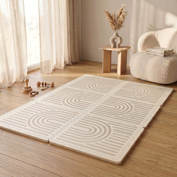 Spielmatte Baby 120×180 cm Beige – Foam Puzzlematte – Broyari