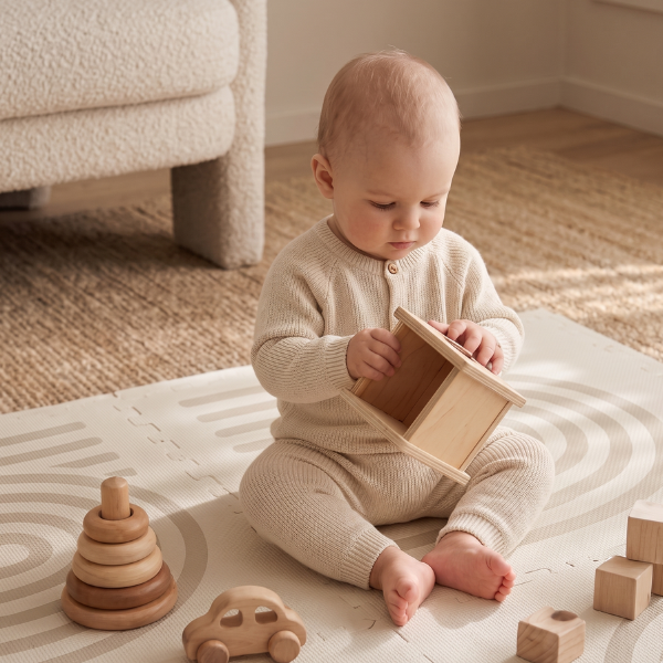 Spielmatte Baby 120×180 cm Beige – Foam Puzzlematte – Broyari