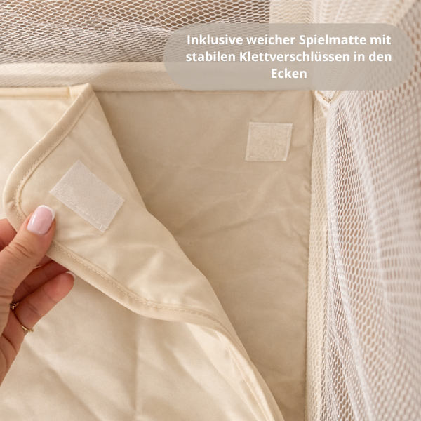 Baby Laufstall / Laufgitter – Beige – Faltbar mit Matte - Broyari