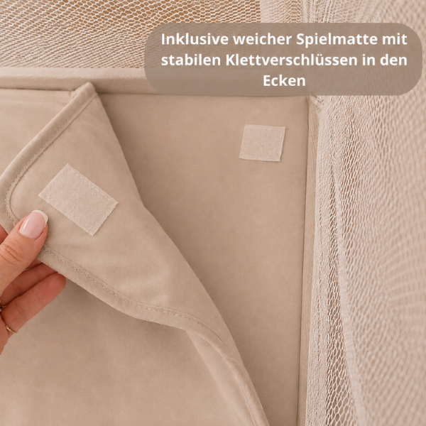 Baby Laufstall / Laufgitter – Beige – Faltbar mit Matte - Broyari
